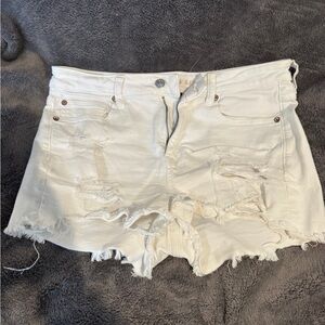 American Eagle Outfitters Frayed White Jean Shorts